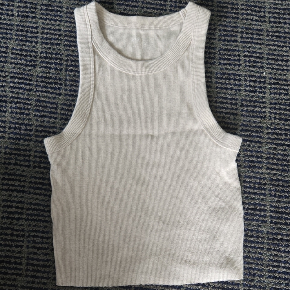 Aerie White Ribbed Tank Top